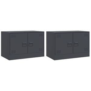 vidaXL TV Cabinets 2 pcs Anthracite 67x39x44 cm Steel