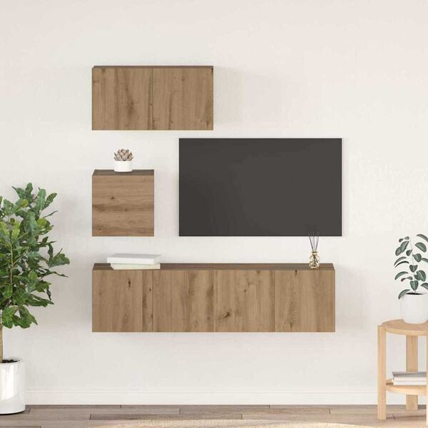 vidaXL TV Cabinet Set Wall-mounted 4 pcs Artisan Oak Engineered Wood