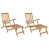 vidaXL Folding Deck Chair 2 pcs Natural Solid Teak Wood
