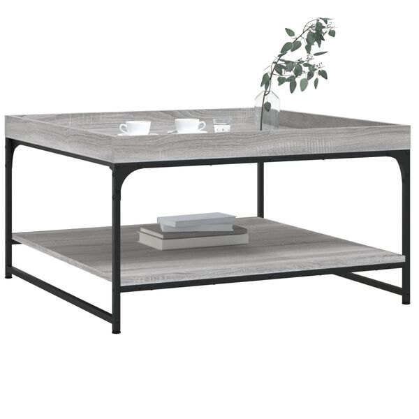 vidaXL Coffee Table Grey Sonoma 80x80x45 cm Engineered Wood and Iron