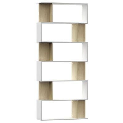 vidaXL Book Cabinet/Room Divider White and Sonoma Oak 80x24x192 cm Chipboard