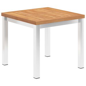 vidaXL Garden Side Table 45x45x38 cm Solid Teak Wood and Stainless Steel