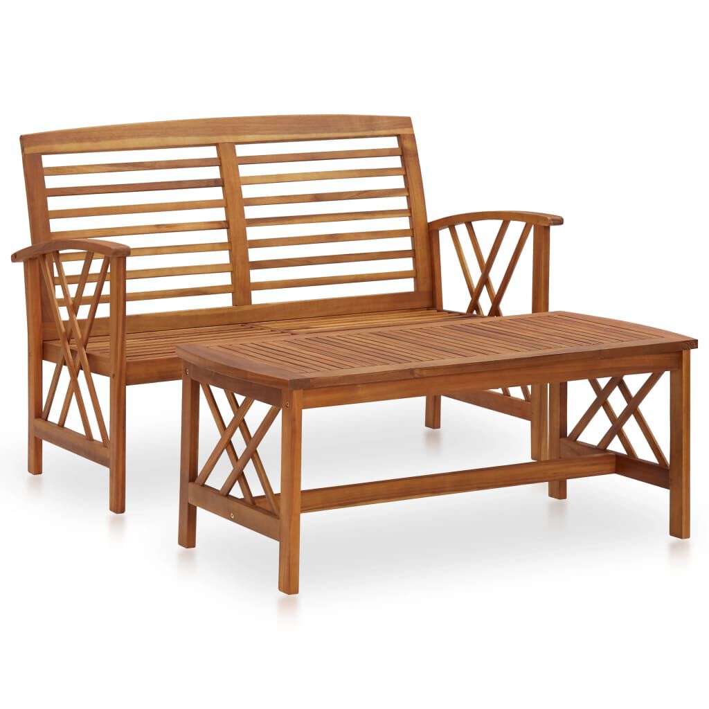 Acacia top wood loveseat