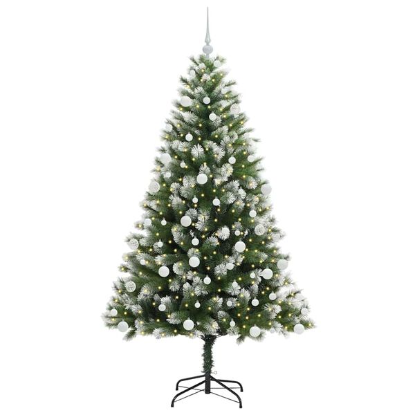 vidaXL Artificial Hinged Christmas Tree with Flocked Snow 180 cm