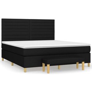 vidaXL Box Spring Bed with Mattress Black 160x200 cm Fabric