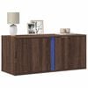 vidaXL TV Wall Cabinet with LED Lights Brown Oak 80x31x35 cm