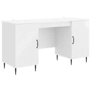 vidaXL Desk High Gloss White 142.5 x 50 x 75 cm Engineered Wood