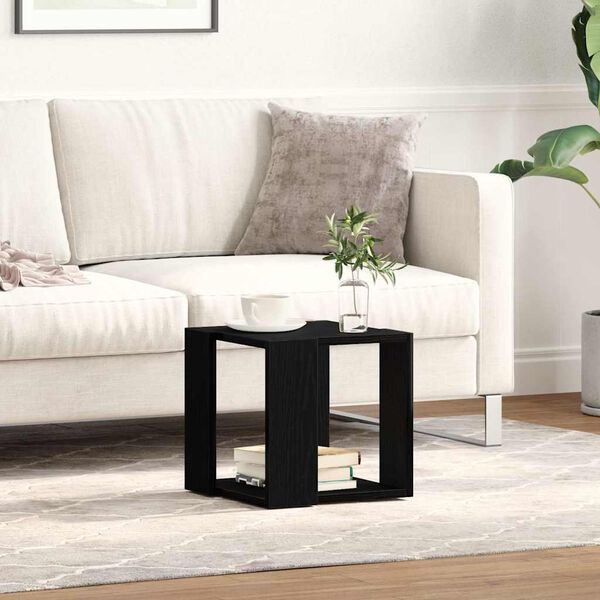 vidaXL Coffee Table Black Oak 32 x 32 x 30 cm Engineered Wood