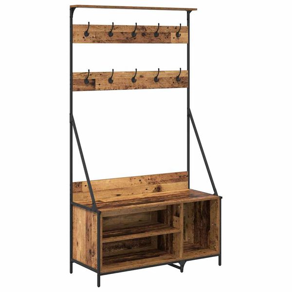 vidaXL Clothes Rack Old Wood 100 x 41 x 184 cm Engineered Wood