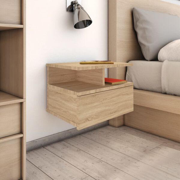 vidaXL Floating Nightstand Sonoma Oak 40x31x27cm Engineered Wood