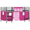 vidaXL Kids'Loft Bed Frame with Curtains Black and Pink 100 x 200 cm