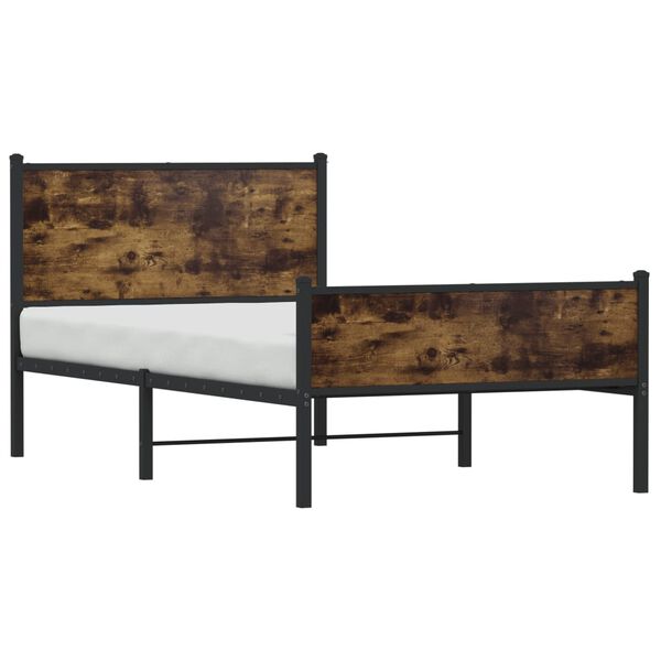vidaXL Metal Bed Frame without Mattress Smoked Oak 100x200 cm