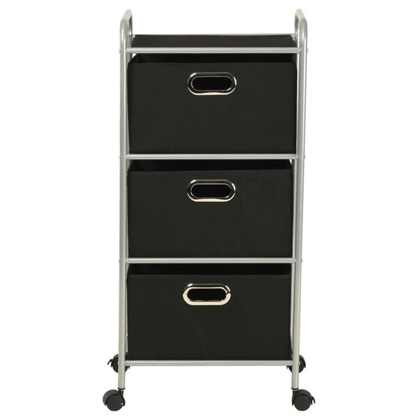 vidaXL Shelving Unit with 3 Storage Boxes Steel and Non-woven Fabric
