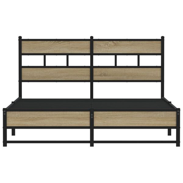vidaXL Metal Bed Frame without Mattress Sonoma Oak 140x200 cm