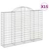 vidaXL Arched Gabion Baskets 15 pcs 200x30x140/160 cm Galvanised Iron