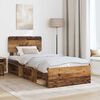 vidaXL Bed Frame with Headboard Old Wood 90 x 190 cm Solid Pine Wood