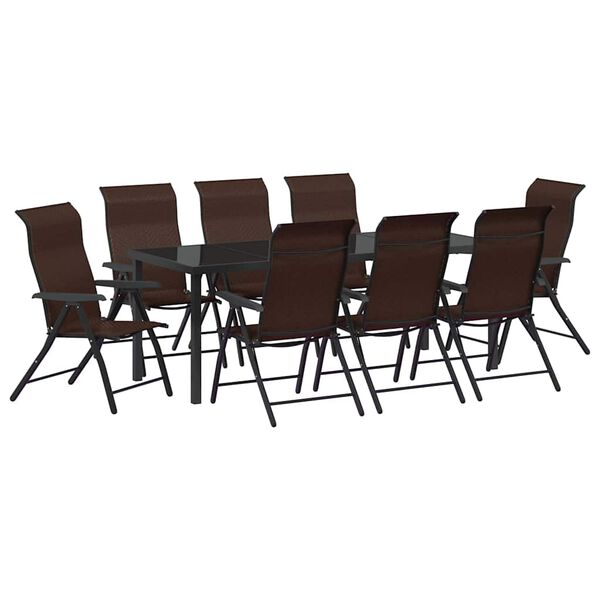 vidaXL Garden Dining Set Height-Adjustable 9 pcs Brown Poly rattan