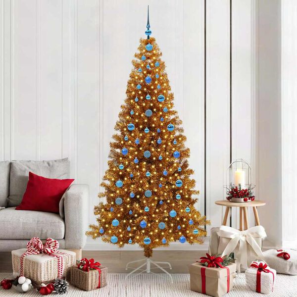 vidaXL Christmas Tree with 300 LEDs with Stand Gold 210 cm PET