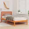 vidaXL Bed Frame with Headboard Wax Brown 100 x 220 cm Solid Pine Wood