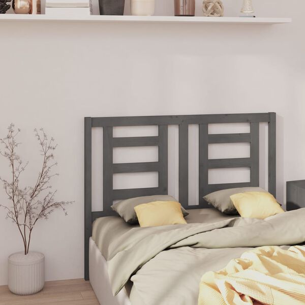 vidaXL Bed Headboard Grey 126x4x100 cm Solid Wood Pine