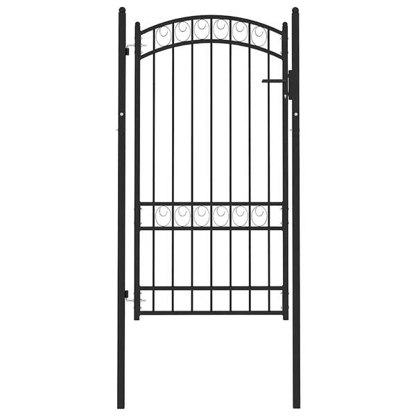 vidaXL Fence Gate with Arched Top Steel 100x123.5 cm Black