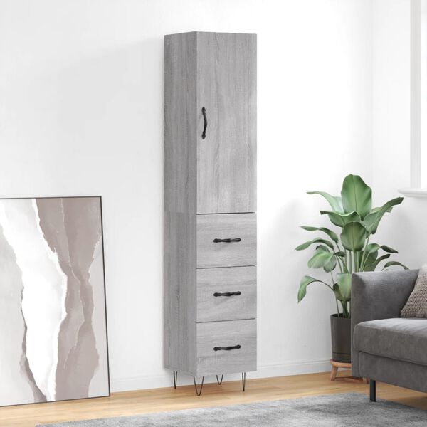 vidaXL Highboard Grey Sonoma 34.5x34x180 cm Engineered Wood