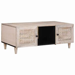 vidaXL Coffee Table Bleached White 100 x 54 x 40 cm Solid Mango Wood