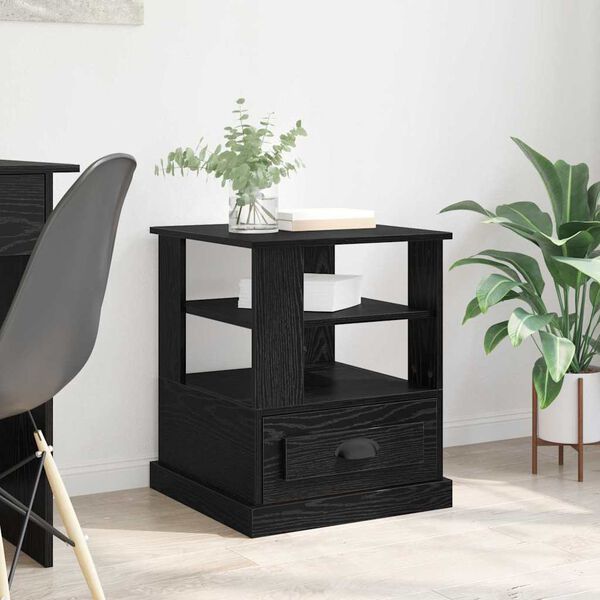 vidaXL Bedside Cabinet Black Oak 50 x 50 x 60 cm Engineered Wood