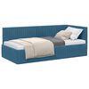 vidaXL Corner Bed Frame with Headboard Blue 90 cm x 200 cm Velvet