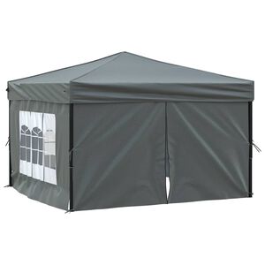 vidaXL Folding Party Tent with Sidewalls Anthracite 3x3 m