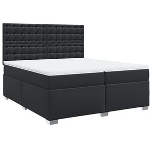 vidaXL Box Spring Bed with Mattress Black 200x200 cm Faux Leather