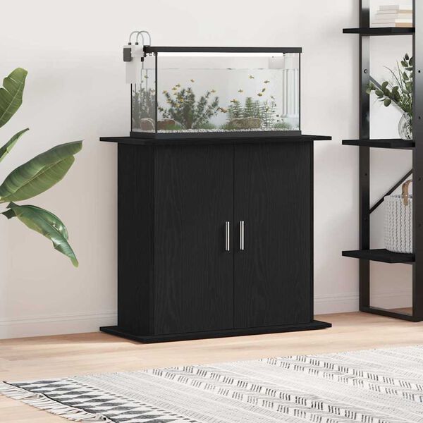 vidaXL Aquarium Stand Black Oak 81x36x73 cm Engineered Wood