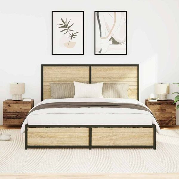 vidaXL Bedside Cabinet 2 pcs Old Wood 50 x 39 x 41 cm Engineered Wood