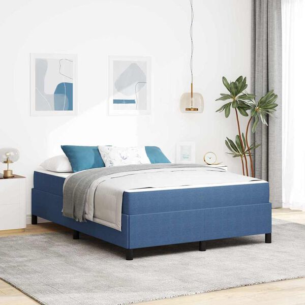 vidaXL Bed Frame with Mattress Blue 140 x 200 cm Fabric