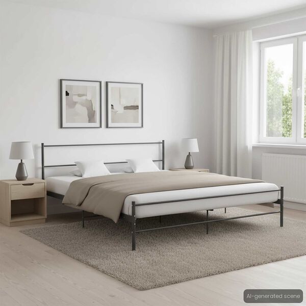 vidaXL Bed Frame without Mattress Black Metal 180x200 cm Super King