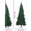 vidaXL Corner Artificial Christmas Tree Green 180 cm PVC and Metal