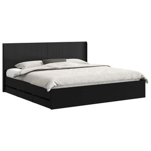 vidaXL Bed Frame with Storage and Headboard Black 180 x 200 cm