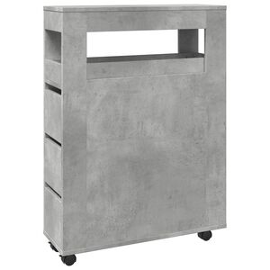 vidaXL Narrow Bathroom Cabinet with Wheels Concrete Grey Engineered Wood