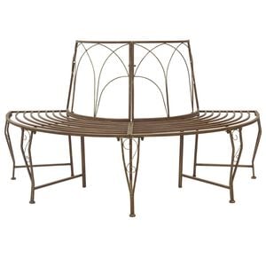 vidaXL Tree Bench 4-Seater 160 x 80 x 89 cm Steel Antique Brown