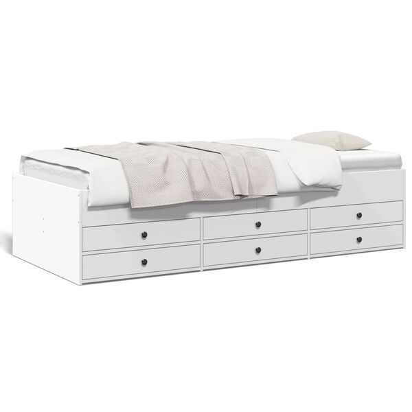 vidaXL Daybed with Drawers without Mattress White 75x190 cm Small Single
