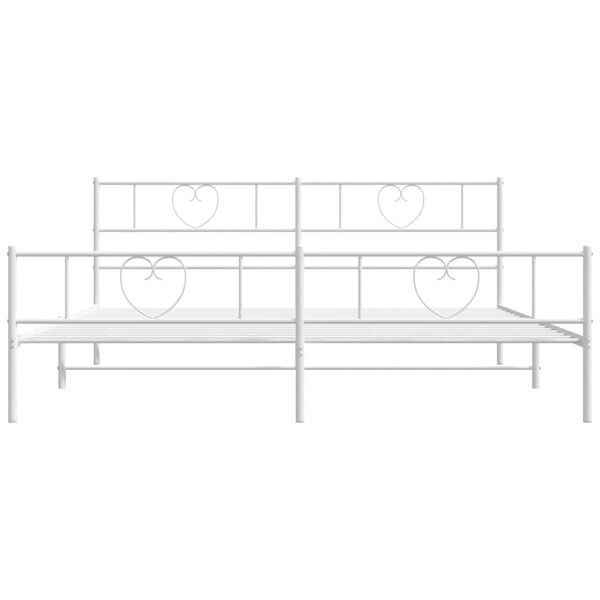 vidaXL Metal Bed Frame without Mattress with Footboard White 200x200cm