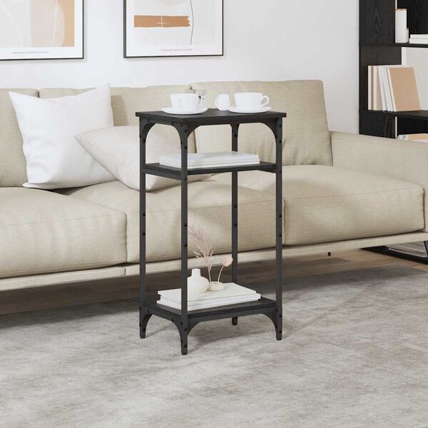 vidaXL Side Table with Shelf Black Oak 40 x 30 x 75 cm Engineered Wood