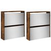 vidaXL Shoe Cabinet with Mirror 4-Layer Smoked Oak 63x17x134 cm