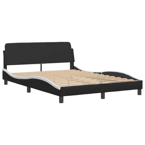 vidaXL Bed Frame "Dover" Black and White 135x190 cm Double Faux Leather
