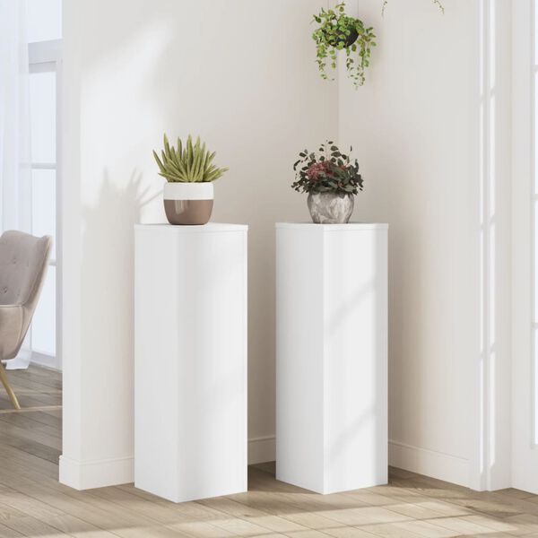vidaXL Plant Stand 2pcs White 25x25x80 cm Engineered Wood