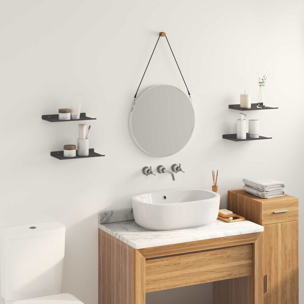 vidaXL Floating Shelf Wall-mounted 4 pcs Black 30 x 18 x 2.5 cm Steel