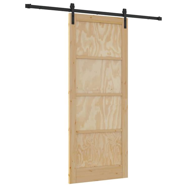 vidaXL Sliding Door Natural and Black 86 x 211 cm Solid Pine Wood