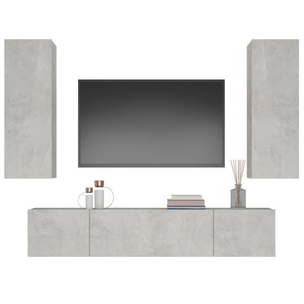 vidaXL 4 Piece TV Cabinet Set Concrete Grey Engineered Wood
