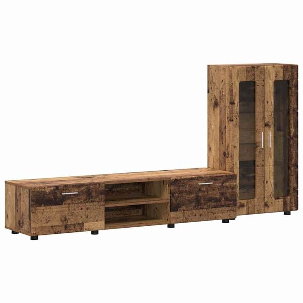 vidaXL TV Cabinet Set with Drawer with Shelf Old Wood Engineered Wood