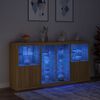 vidaXL Sideboard with LED Lights Sonoma Oak 202x37x100 cm